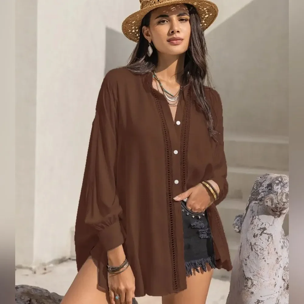 Black Lace Affair Button Shirt - Picture 7 of 8